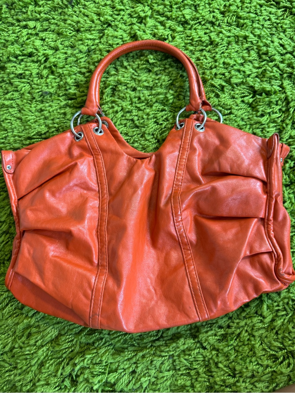 Women’s Orange Leather Tote Handbag